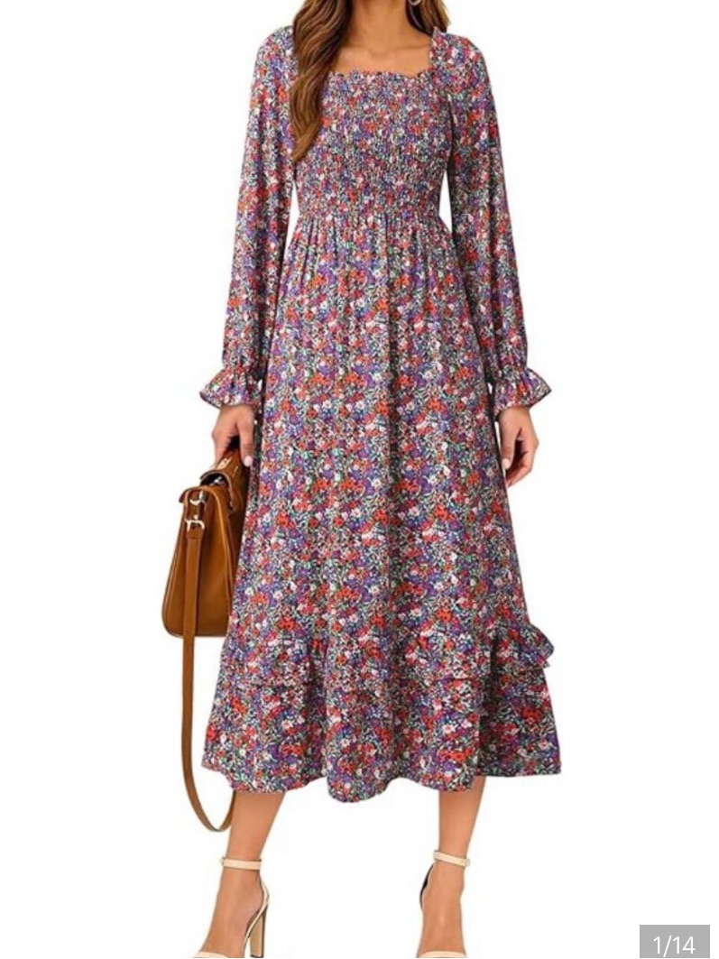 Nwt- Floral Midi Dress With Pockets